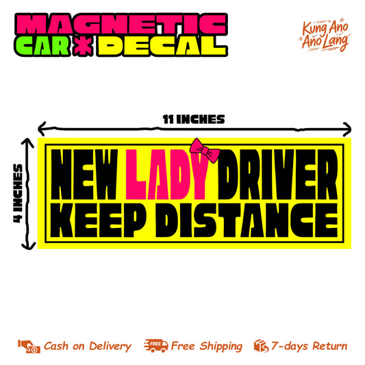 New Lady Driver Keep Distance | Magnetic Car Decal | MCD20